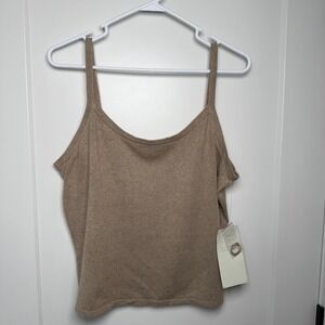 Relativity Silk Cashmere Knit Cami Tank Top‎ Mushroom Taupe